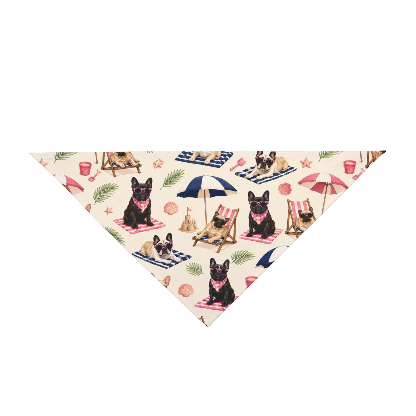 Beach Pup Pattern Pet Bandana — Summer Dogs on Towels & Umbrellas