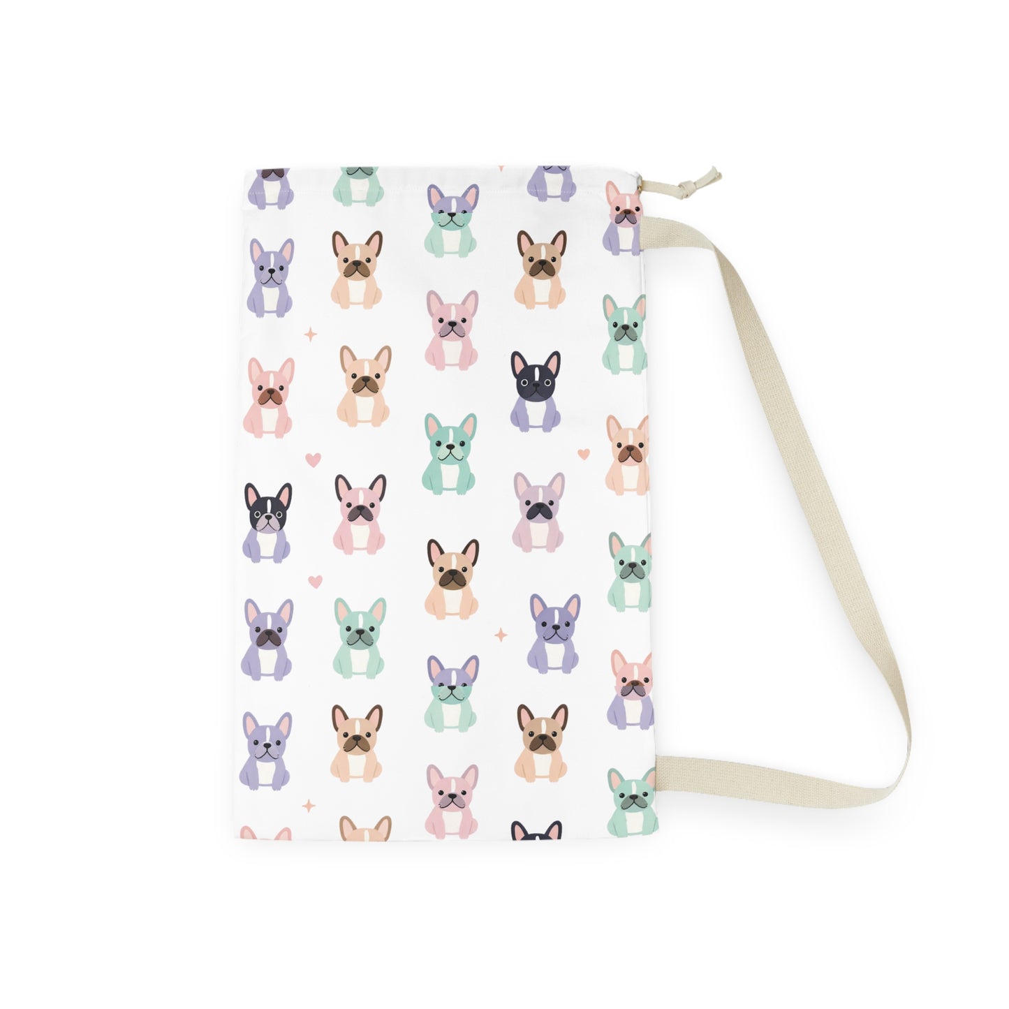 Pastel French Bulldog Laundry Bag — Cute Pet Print Drawstring Hamper