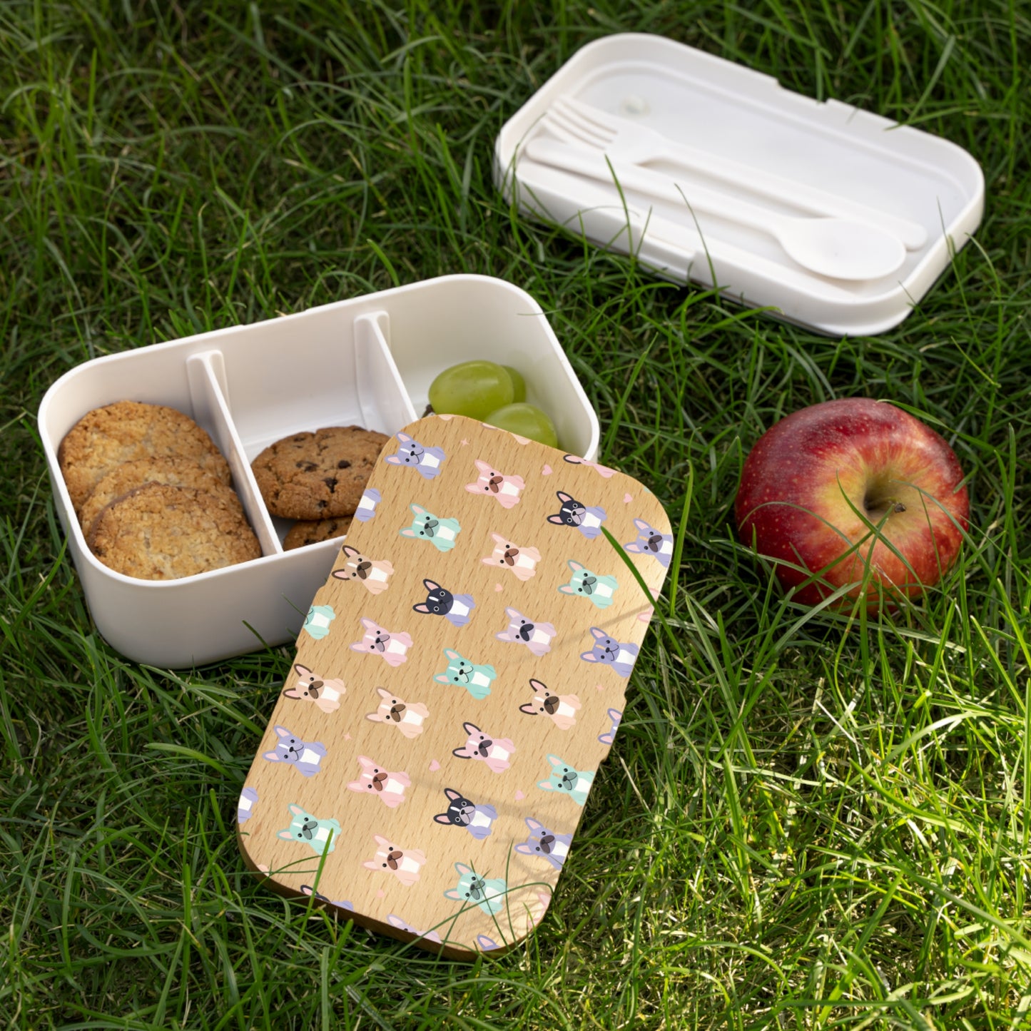 Cute French Bulldog Bento Box – Pastel Pup Pattern Lunch Container