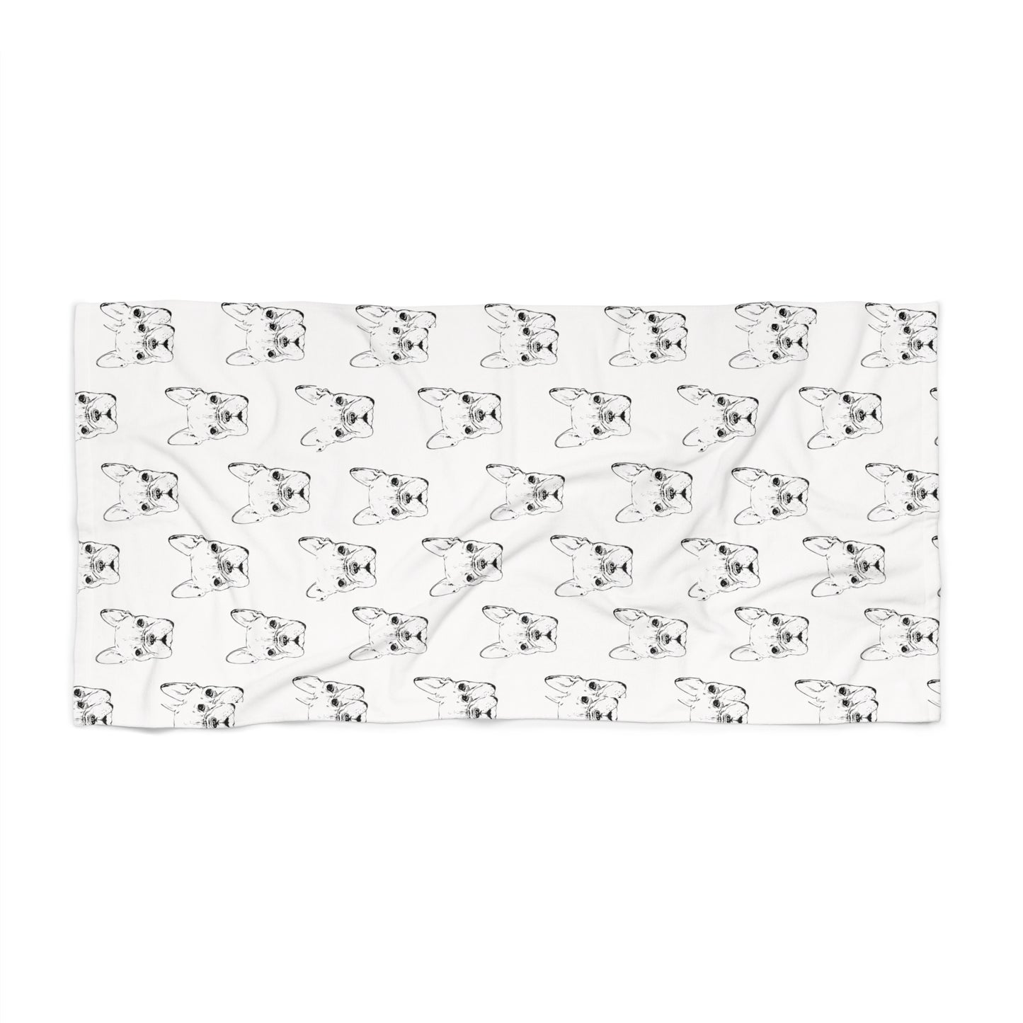 French Bulldog Pattern Beach Towel — Cute Black & White Dog Print