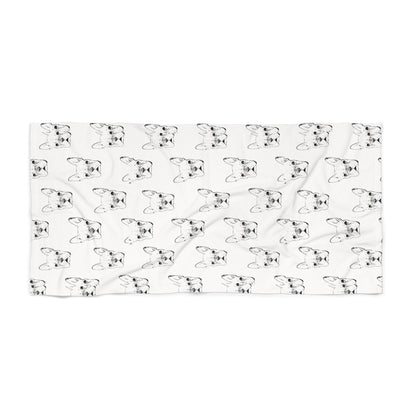 French Bulldog Pattern Beach Towel — Cute Black & White Dog Print