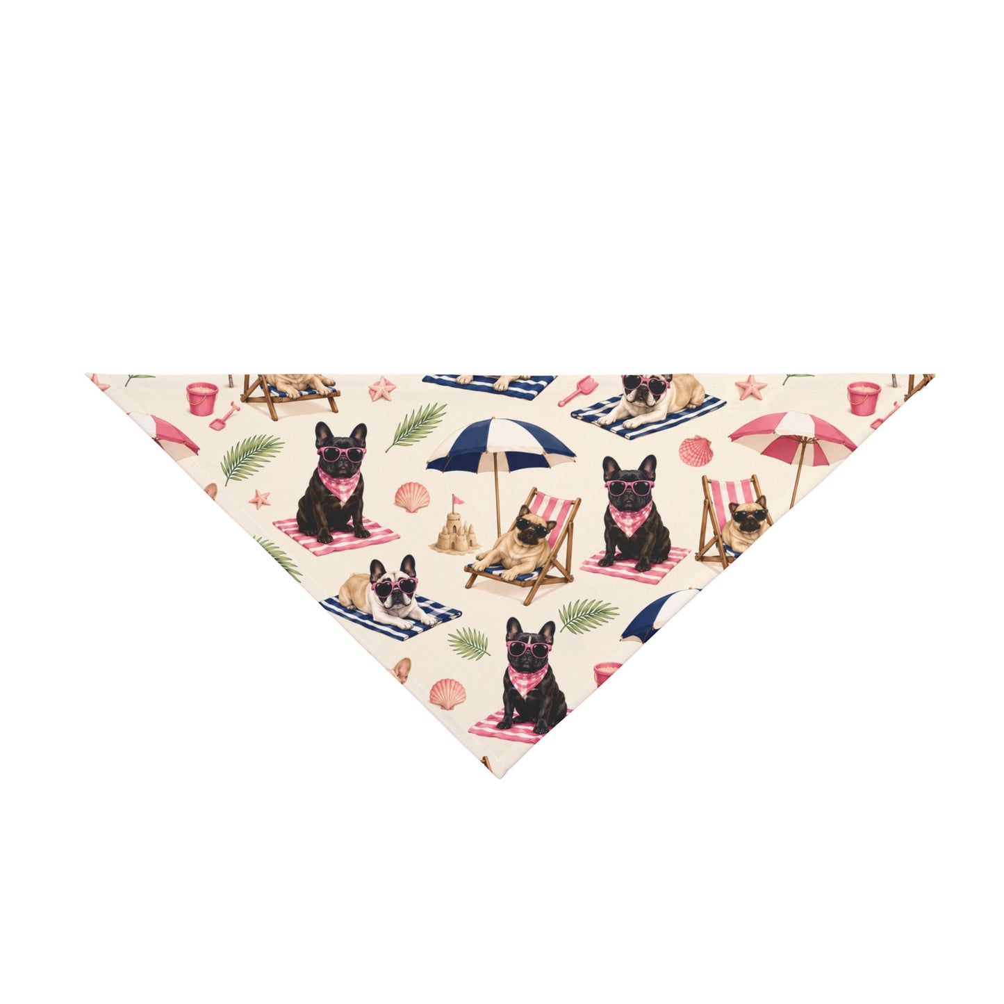 Beach Pup Pattern Pet Bandana — Summer Dogs on Towels & Umbrellas
