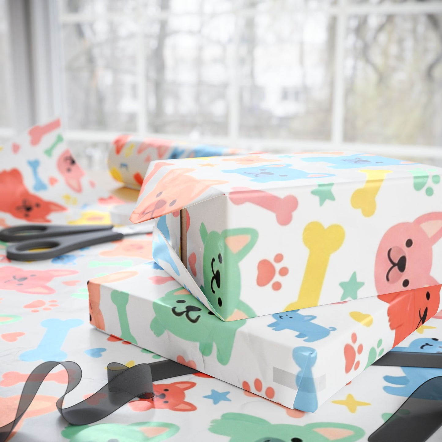 Cute Colorful Frenchie Wrapping Paper Roll — Pet Lover Gift Wrap