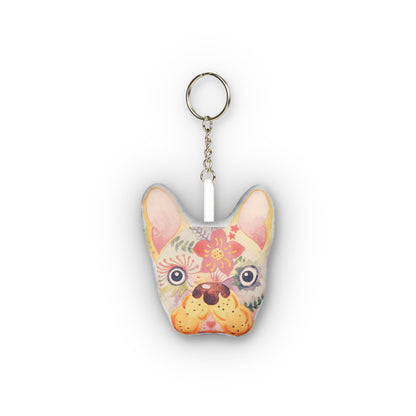 Floral French Bulldog Mini Plush Keychain — Custom Shape Pet Face Accessory