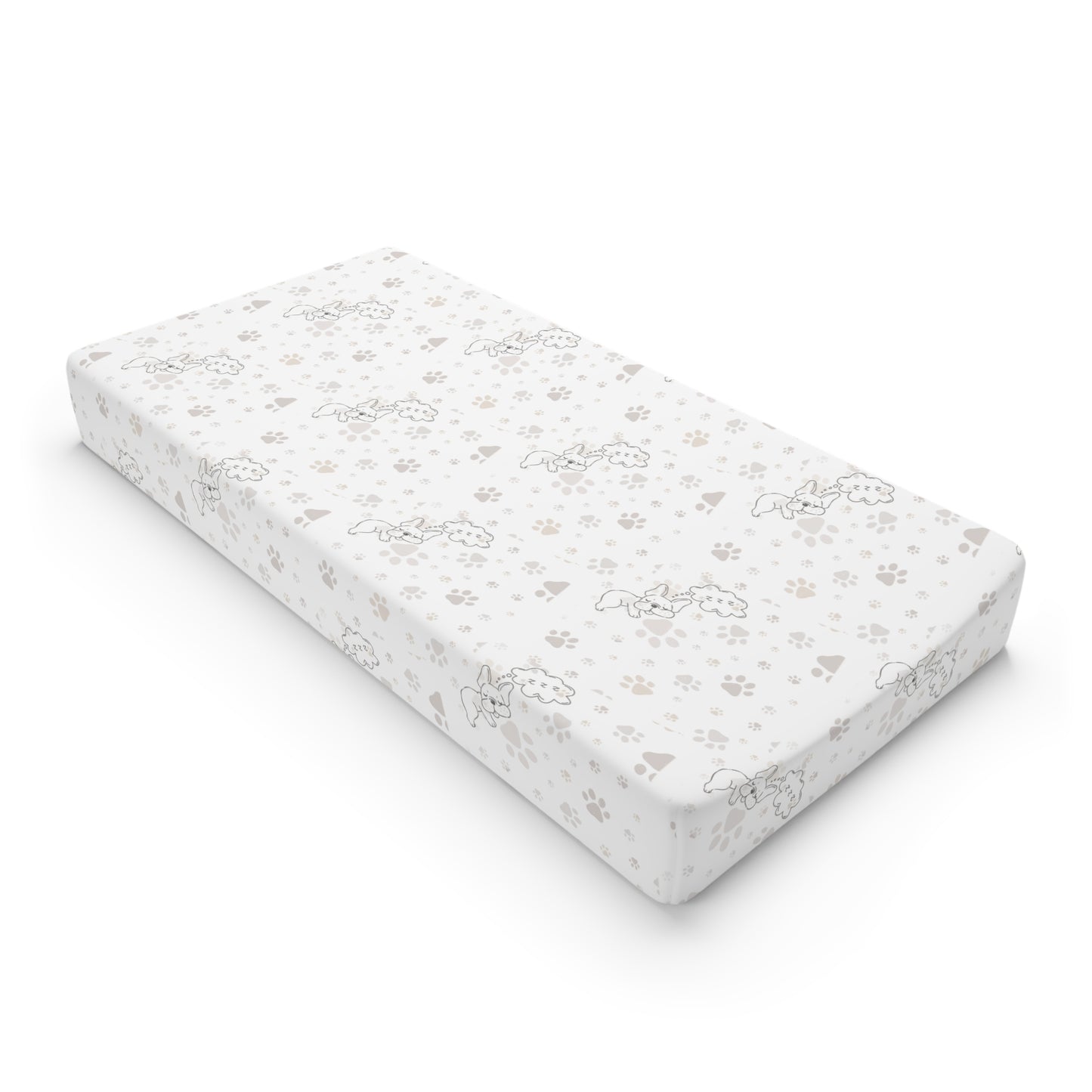 Neutral Paw Print Baby Changing Pad Cover — Soft Fitted Nursery Pad Cover