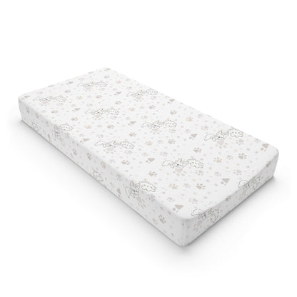 Neutral Paw Print Baby Changing Pad Cover — Soft Fitted Nursery Pad Cover
