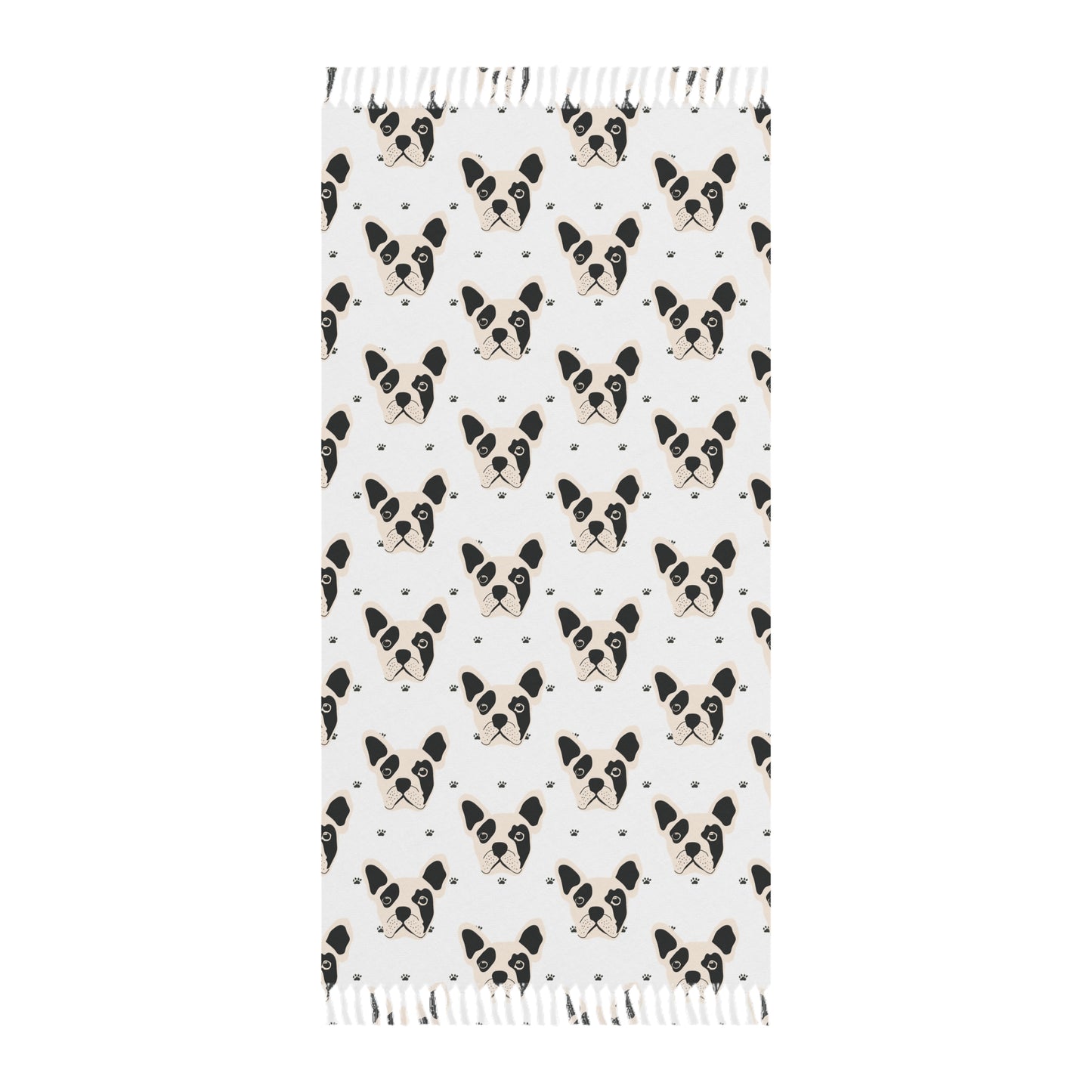 Boho Dog Pattern Beach Towel — Lightweight Fringe Turkish Towel for Beach, Pool & Travel