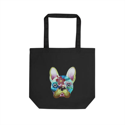 French Bulldog Floral Tote Bag – Colorful Sugar Skull Dog Eco Tote