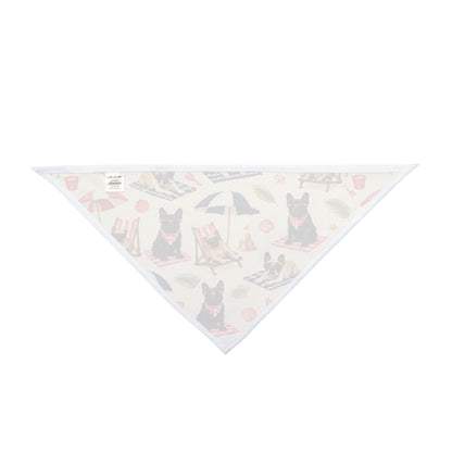 Beach Pup Pattern Pet Bandana — Summer Dogs on Towels & Umbrellas