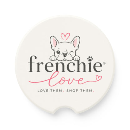 Frenchie Love Soapstone Car Coaster – Cute French Bulldog Cup Holder Insert