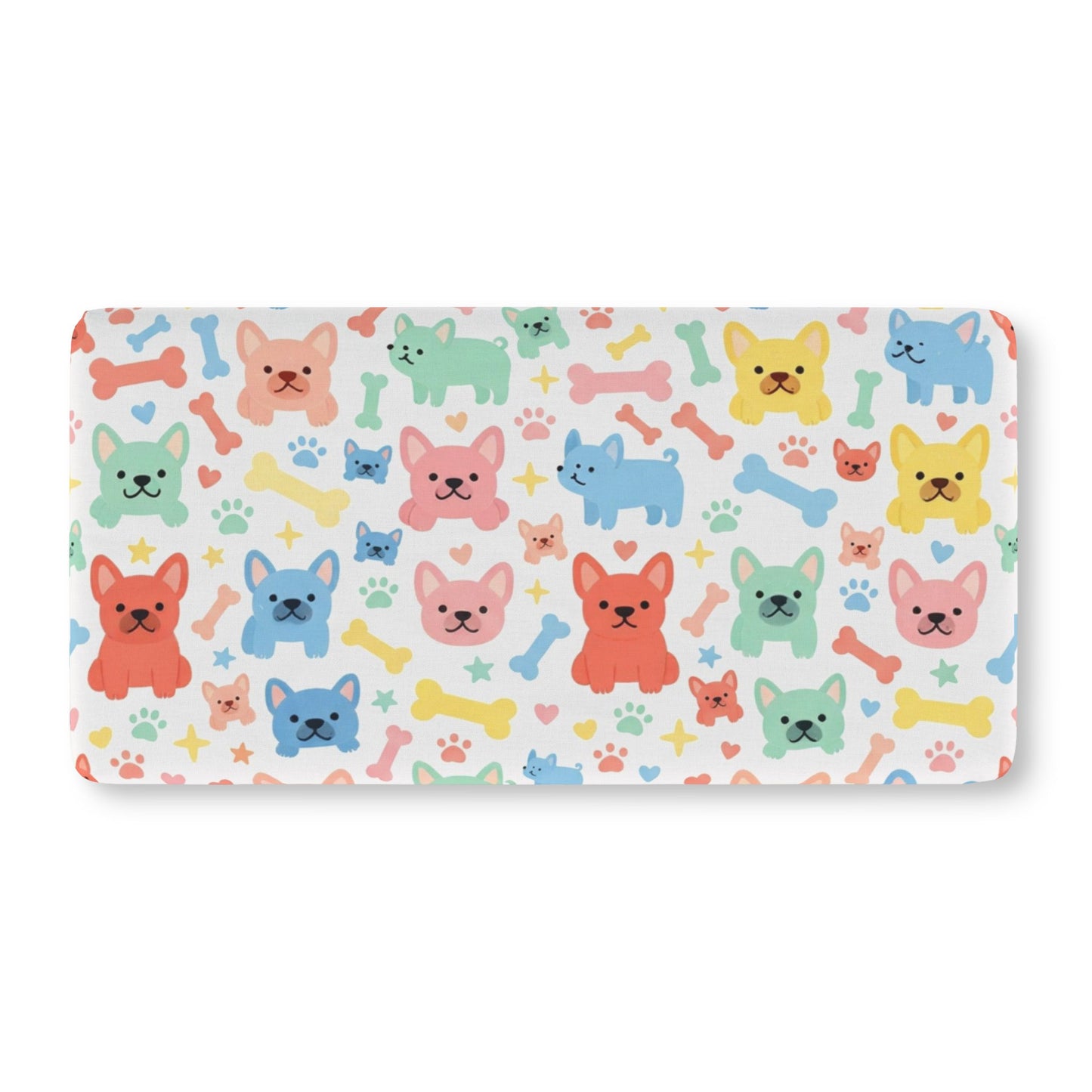 Baby Crib Sheet — Colorful Puppy & Bones Fitted Nursery Sheet